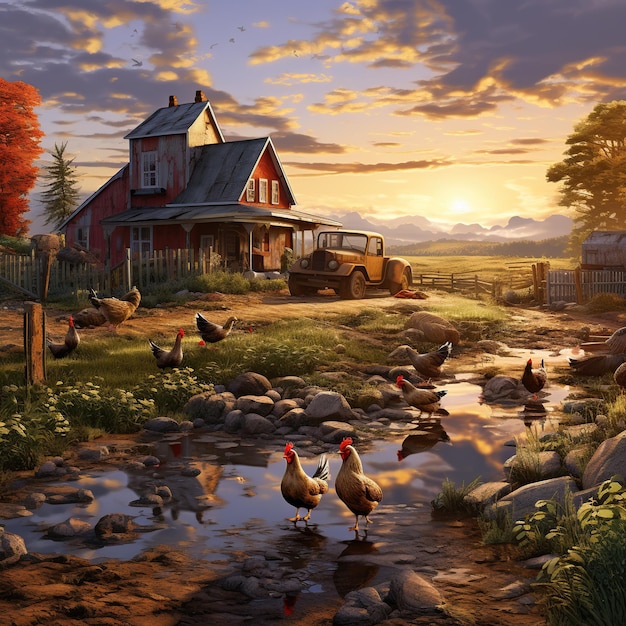 a_realistic_picture_of_a_farm_