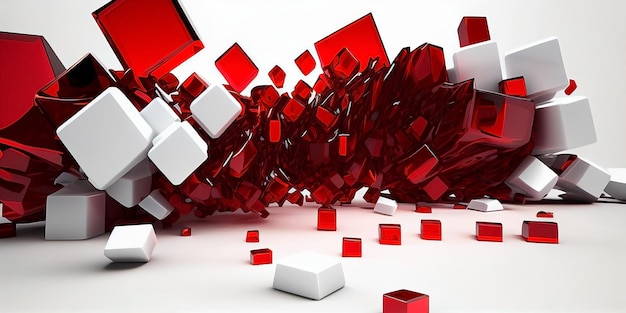 写真 赤と白の立方体が落ちてきて、右下隅に「赤」という文字が表示されます。