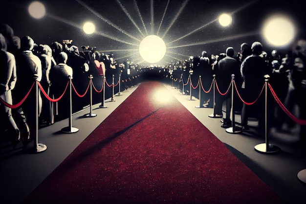 Фото Красная дорожка, ведущая к премьере фильма с папарацци и поклонниками, с нетерпением ожидающими звезд