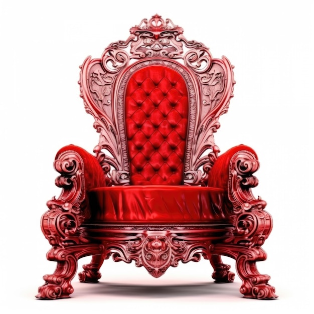 사진 빨간색 벨으로 장식된 좌석이 있는 빨간색 의자