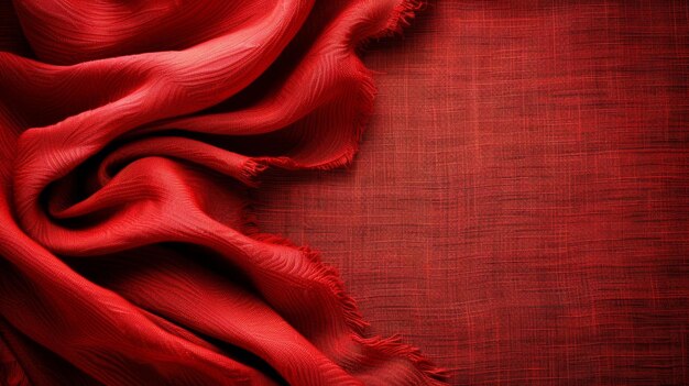 写真 赤い背景にフリンジ付きの赤い布