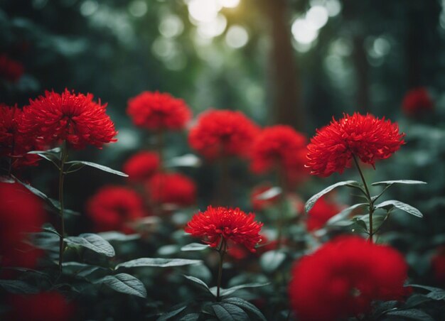 写真 赤い花の庭