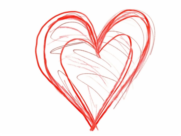 Фото Красное сердце, нарисованное кистью красными чернилами.