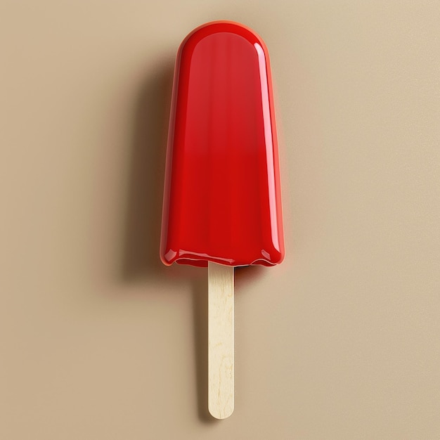写真 角に木の棒がついた赤いアイスクリームコーン