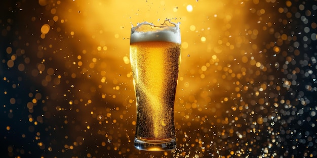 写真 黄金 の ビール が 待つ グラス に 落ちる と いう 爽快 な 瞬間 が 捉え られ て い ます