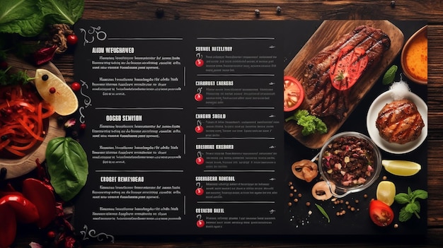 사진 스테이크 음식 을 위한 레스토랑 메뉴 책