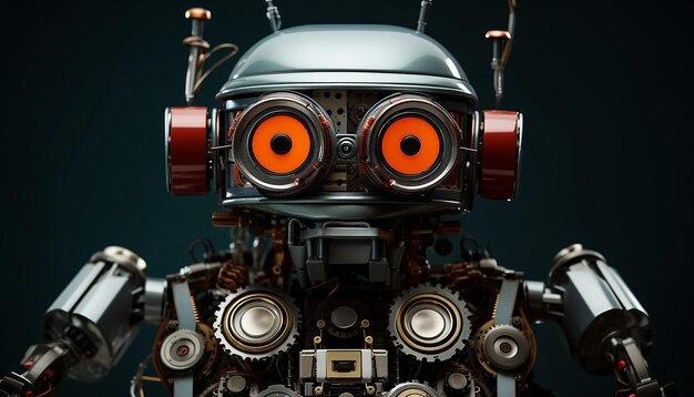 Фото Робот, сделанный из металла и электронных компонентов.