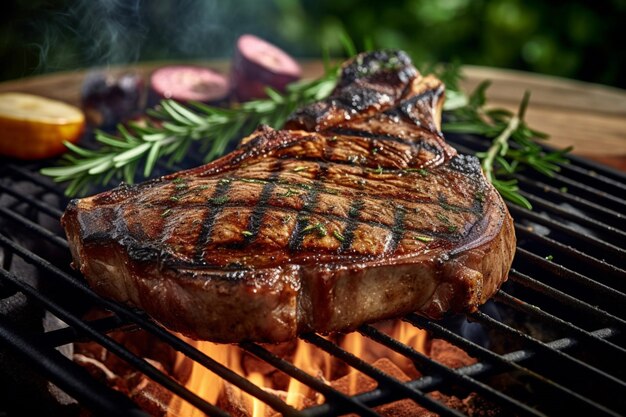 写真 完璧に味付けされたしっかりとしたtboneステーキ