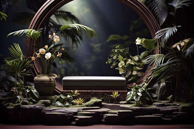 Фото Комната с зеркалом и растением в нем