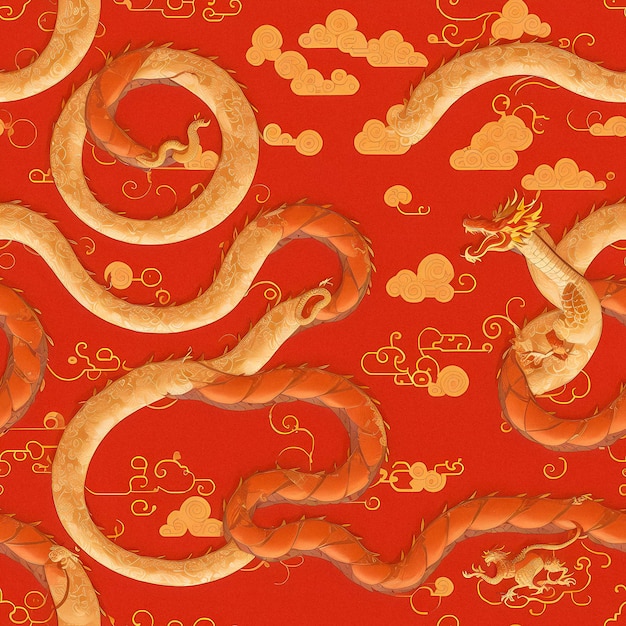 사진 중국 드래곤의 원활한 패턴