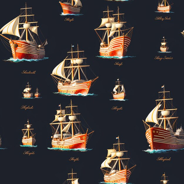 写真 船と海軍関連のテーマのシームレスなパターン
