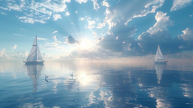 写真 やかな 空 の 青い 背景 帆船