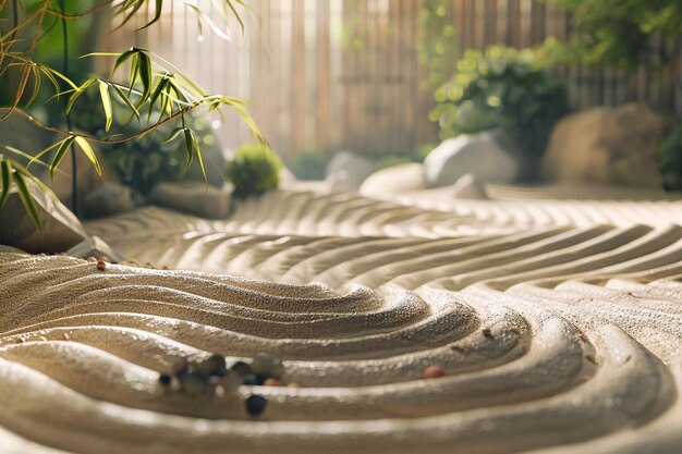 写真 a serene zen garden with raked sand