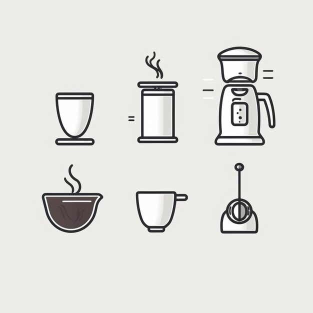 Фото Набор икон кофе, включая чашку генеративной ai