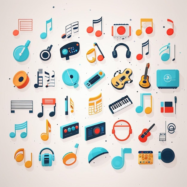 Фото Набор музыкальных икон, созданных ии