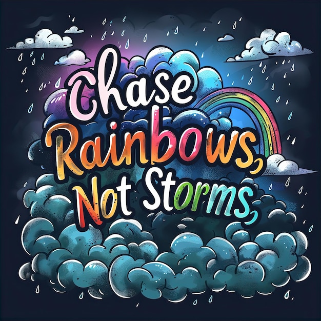 写真 chase rainbows not stormと書かれている看板