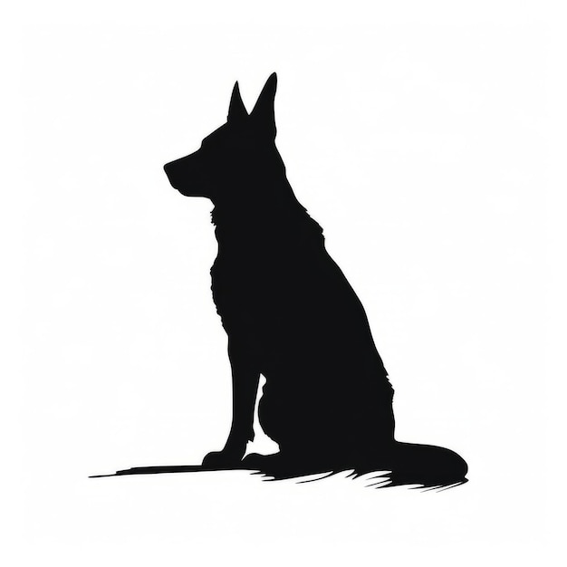 写真 犬の白黒のシルエット