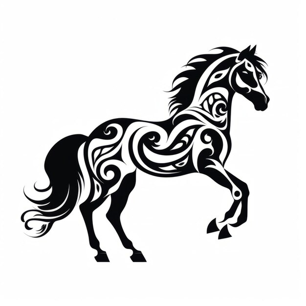 Фото Силуэт лошади с племенным орнаментом на спине