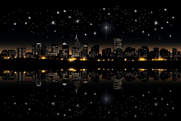 Foto a_silhouette_of_a_city_skyline_at_night_with_371_block_0_0jpg