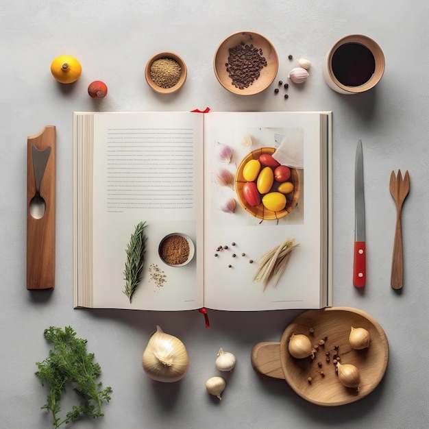 写真 シンプルでエレガントなデザインの料理本のレイアウト 白い背景 白い背景 hd 写真 孤立