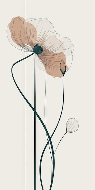 Фото Простая иллюстрация цветочного дизайна изображения цветка мака для настольных открыток генеративного ай