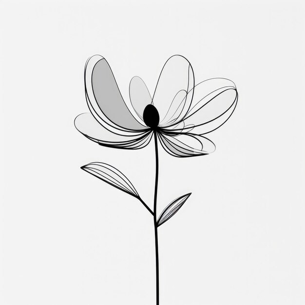 사진 간단한 라인 아트 꽃