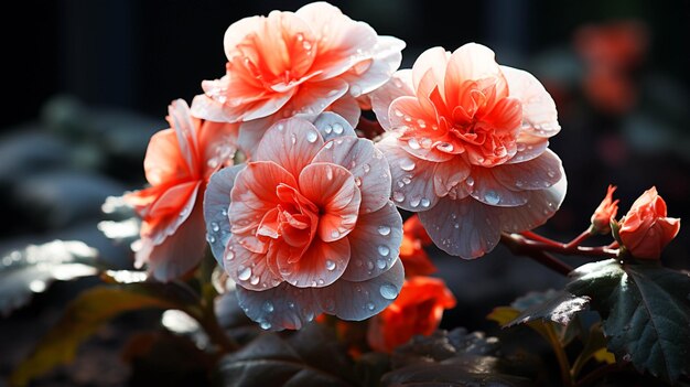 写真 単一のベゴニアの花の正面のクローズ アップ ビュー