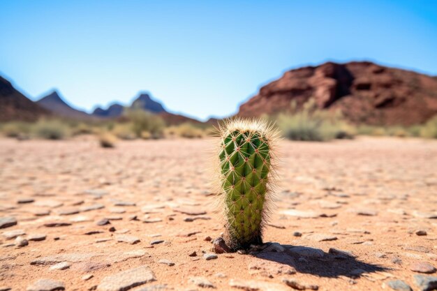Фото Одинокий кактус, выживающий в пустыне.
