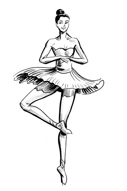 Фото Эскиз балерины в черно-белом