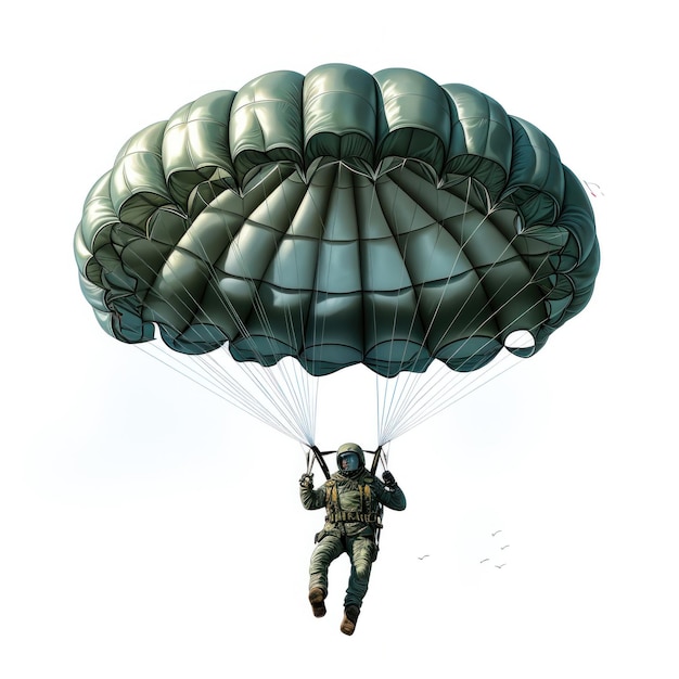 Фото Парашютист, летящий с открытым парашютом