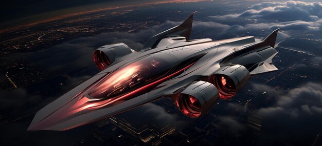 Фото Изящный современный реактивный самолет с передовыми технологиями