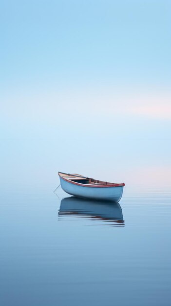 Фото Небольшая лодка, плавающая на вершине озера