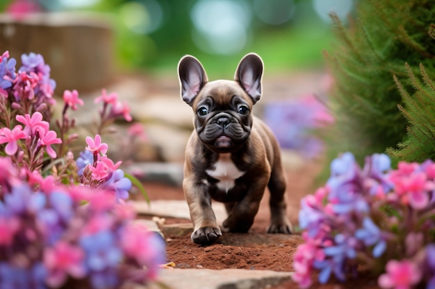 写真 小さな犬が道に立っています