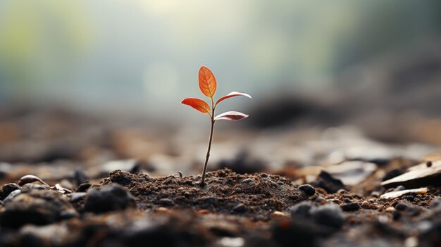 Фото Маленькое растение растет из земли