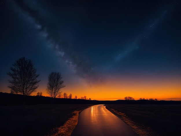 写真 日の出と星の夜の間の 滑らかな移行