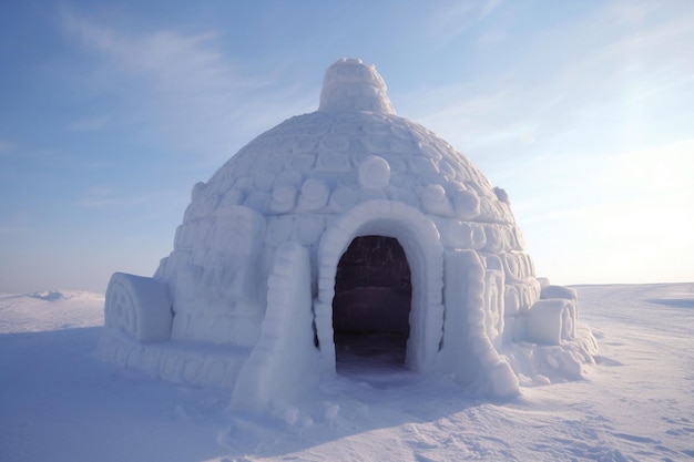 Фото Было построено снежное иглу снежный дом
