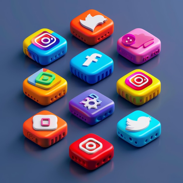 사진 다채로운 아이콘의 소셜 미디어 컬렉션