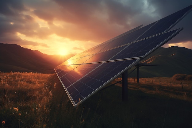 写真 太陽電池は太陽光を収集して電気を生成する太陽光モジュールです 太陽風と太陽光システム 自然の美しい代替 グローバルエコロジー エネルギー