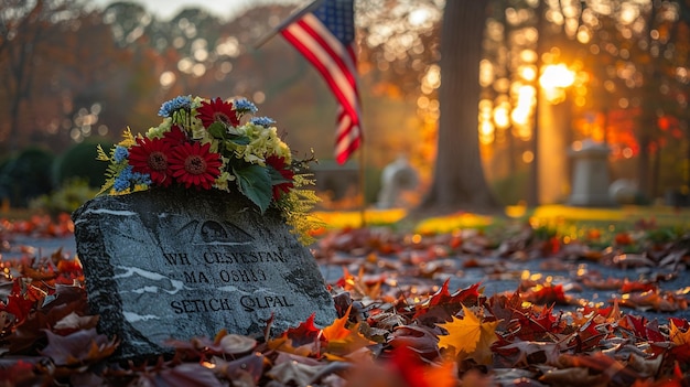 Foto a somber scene of tombstone adorned wallpaper