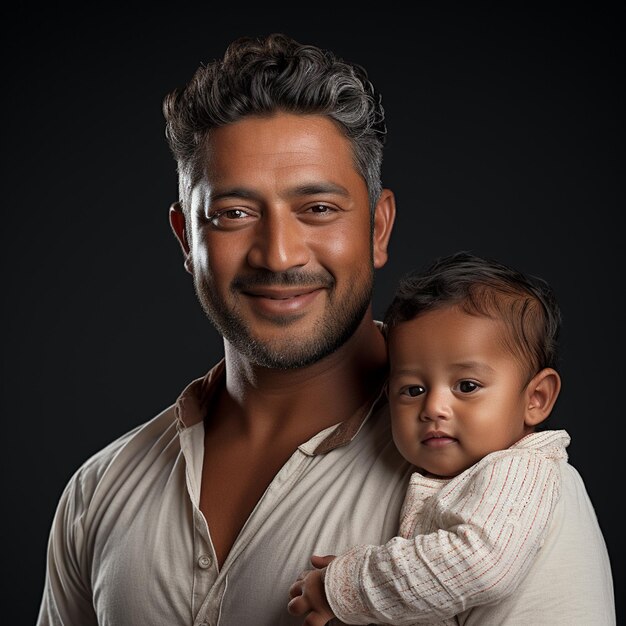 Фото Южноазиатский мужчина держит своего нового ребенка и улыбается прозрачный фон