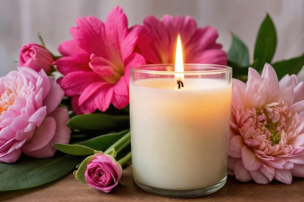 Фото Натюрморт с свечами и цветами