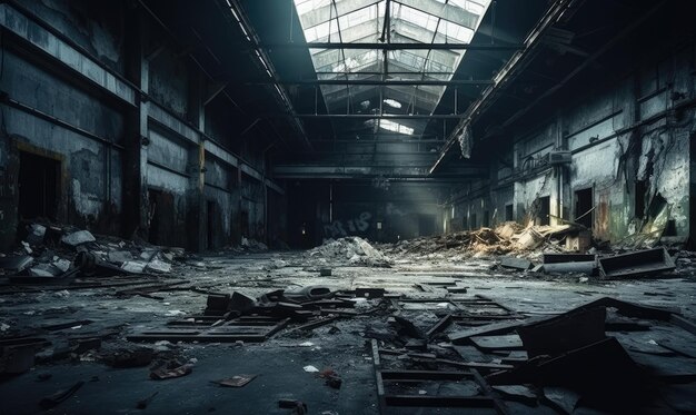 写真 a spacious room filled with abundant junk and rubble