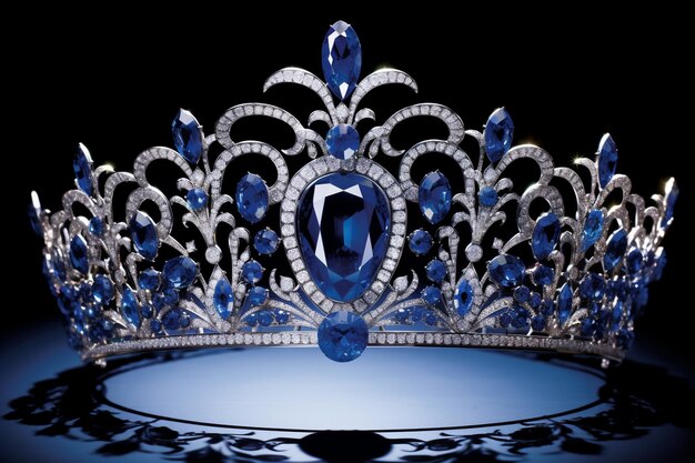 写真 輝く冠が王室の頭の上に掲げられている