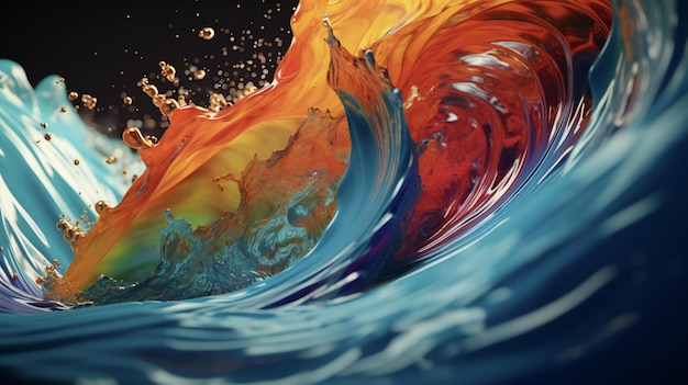 Фото Брызги краски на вершине волны