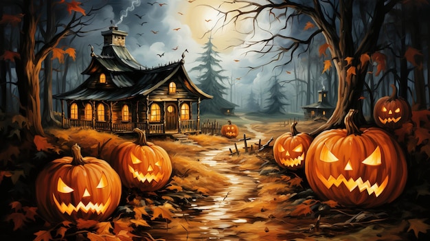 Фото Страшная и атмосферная иллюстрация хэллоуина
