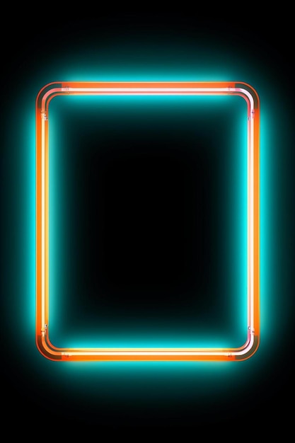 Фото a square of neon lights with a square frame that says  the word  on it