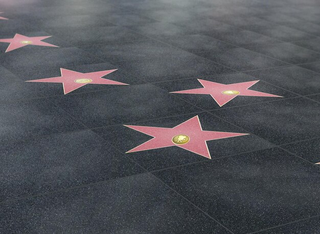 写真 ハリウッドという言葉が書かれた歩道の星。