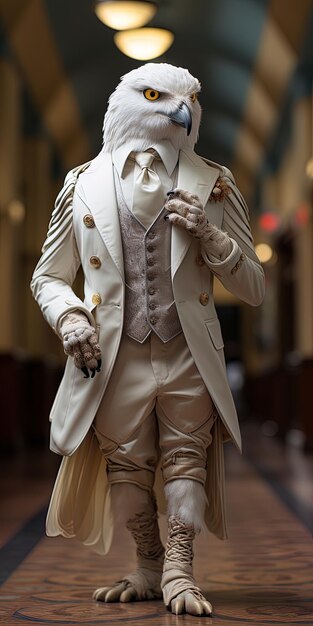 Фото Статуя человека в белом пальто и статуя человека с мечом