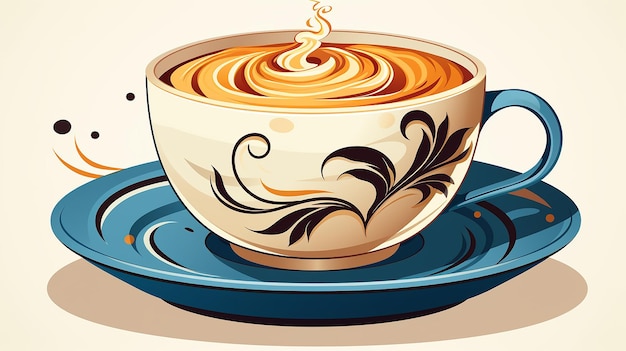 Foto una_tazza_di_caffè_fumante_con_un_latte_art_design_on