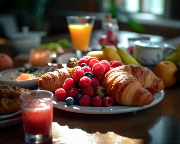 A_still_life_photograph_of_a_nice_breakfast_on_table